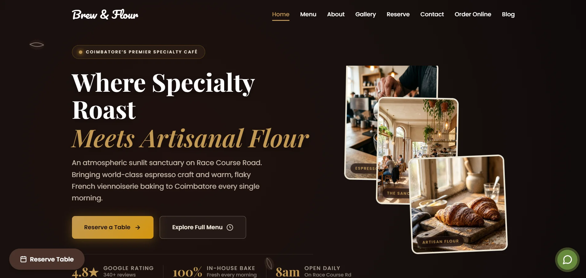 Brew and Flour café concept website — Safr Labs concept project